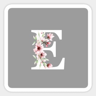 Letter E Monogram with Cherry Blossoms Sticker